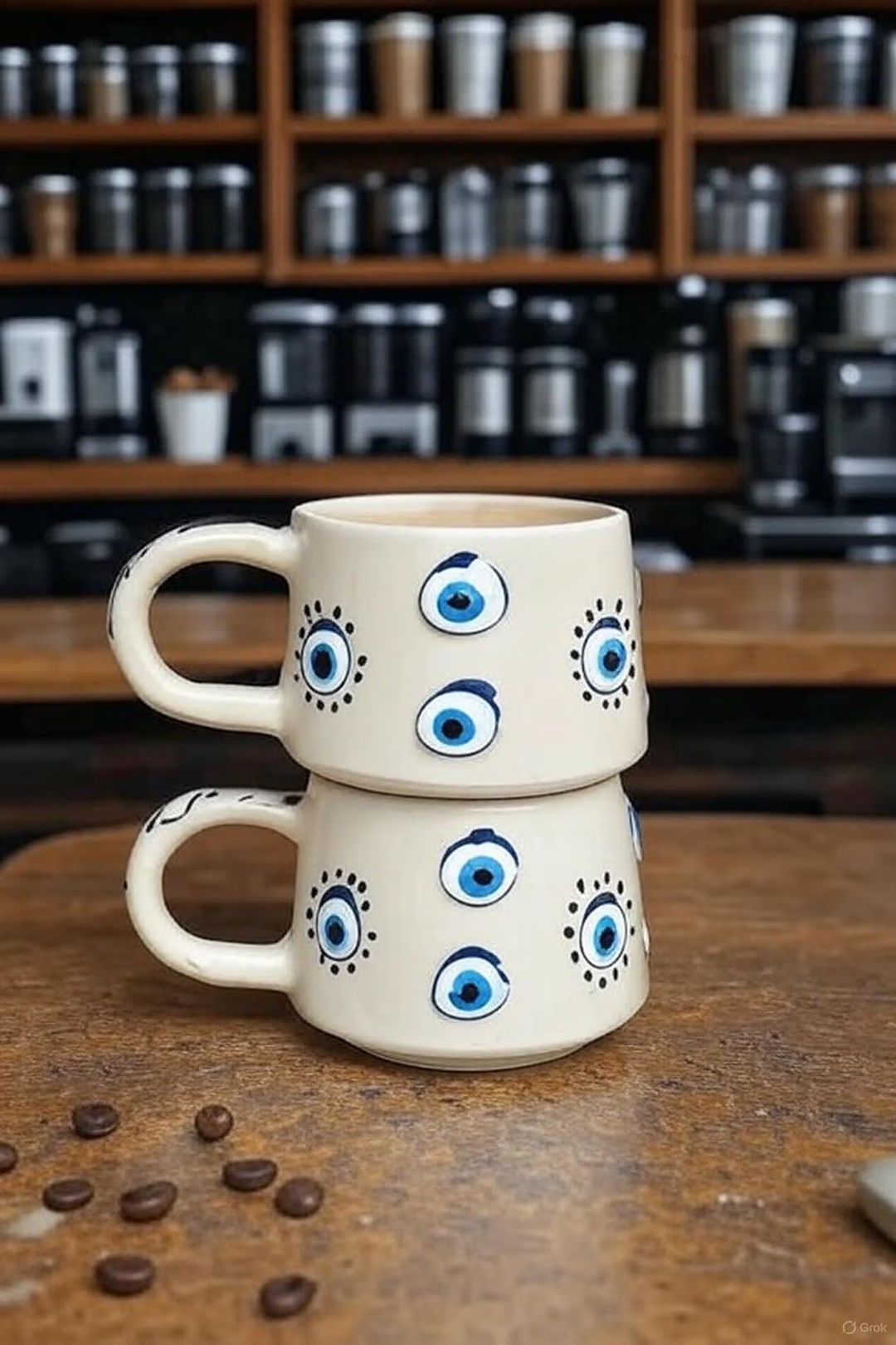 Handmade Ceramic Evil Eye Mug Set for Protection and Style - handmade ceramic evil eye mug set