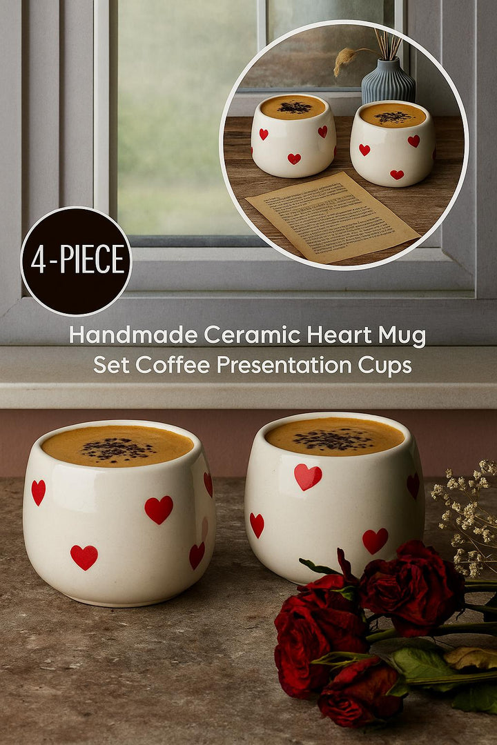 Handmade Ceramic Heart Bowl Set for Kitchen Decor and Romantic Table Settings - handmade ceramic heart cottagecore
