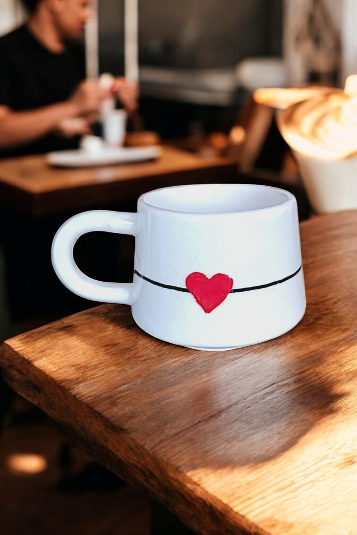 Handmade Ceramic Heart Mug for Valentine’s Day Gift - handmade ceramic heart mug gift