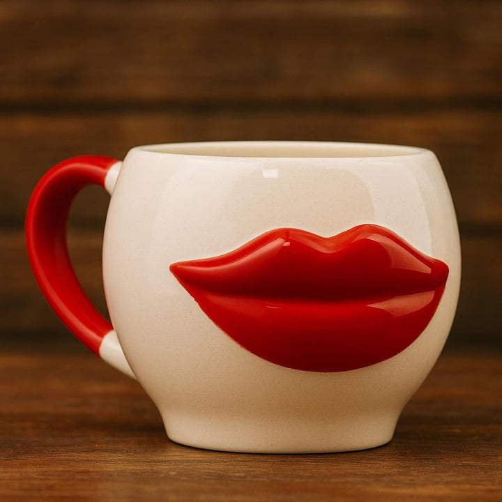 Handmade Ceramic Lip Mugs with Bold 3D Design Set of 2 - handmade ceramic lip mugs bold 3d