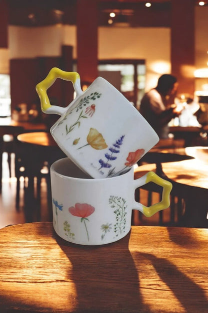Handmade Ceramic Mugs with Floral Designs for Garden Lovers and Spring Decor - handmade ceramic mugs floral ceramics