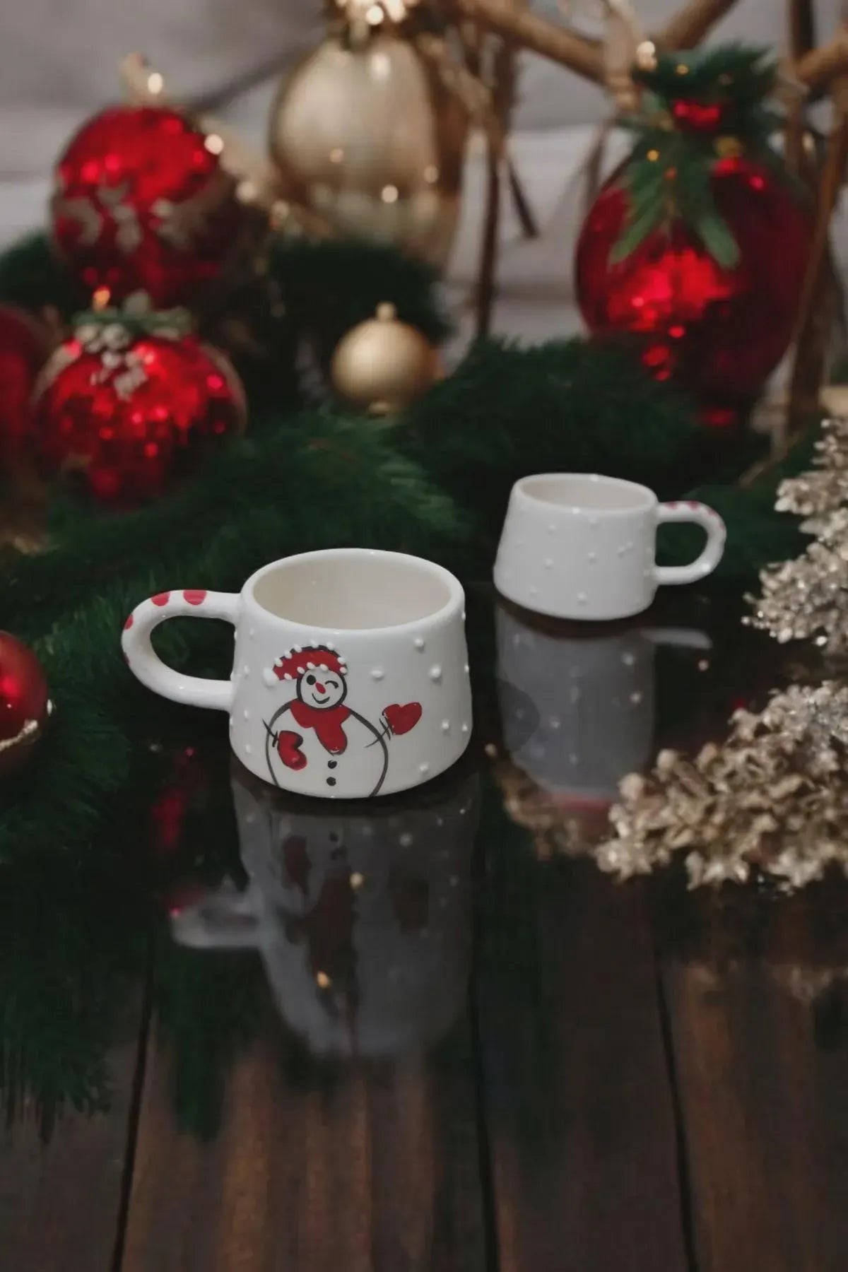 Handmade Christmas Mug Set with Holiday Motifs for Festive Season - handmade christmas mug set