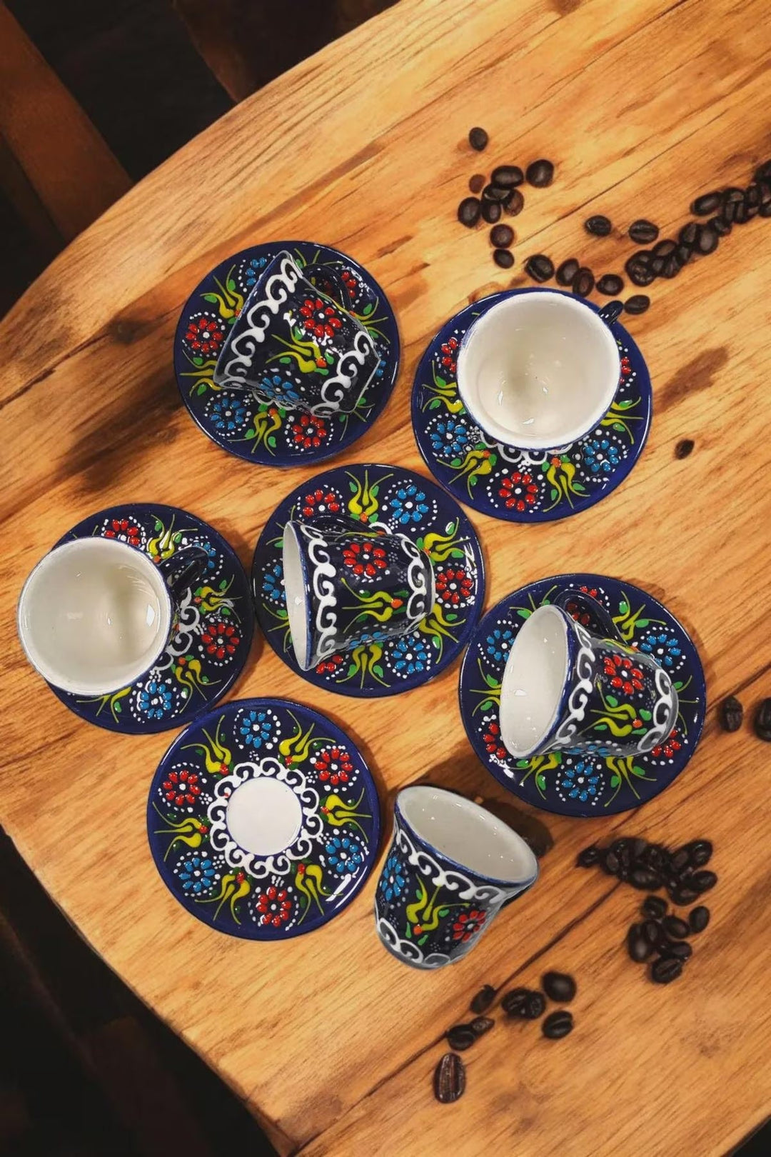 Handmade Embossed Coffee Cup Set for Turkish or Espresso - handmade embossed coffee turkish cup