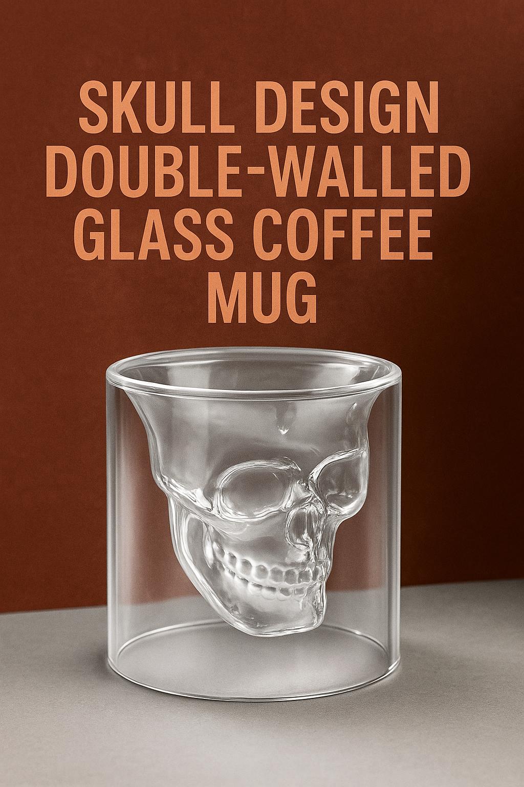 Handmade Skull Double Wall Glass Cup for Coffee Tea or Cocktails - Teleplus and handmade skull double gothic decor