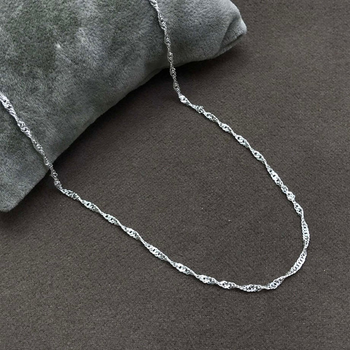 Stainless Steel Unisex Silver Singapore Chain Necklace 45 cm