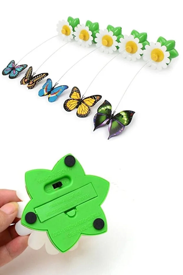 Interactive Rotating Butterfly Cat Toy Battery Operated Moving Cat Teaser Toy