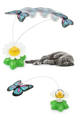 Interactive Rotating Butterfly Cat Toy Battery Operated Moving Cat Teaser Toy