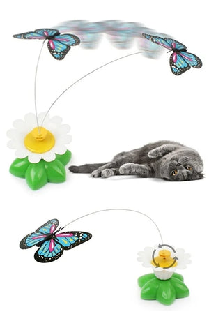 Interactive Rotating Butterfly Cat Toy Battery Operated Moving Cat Teaser Toy