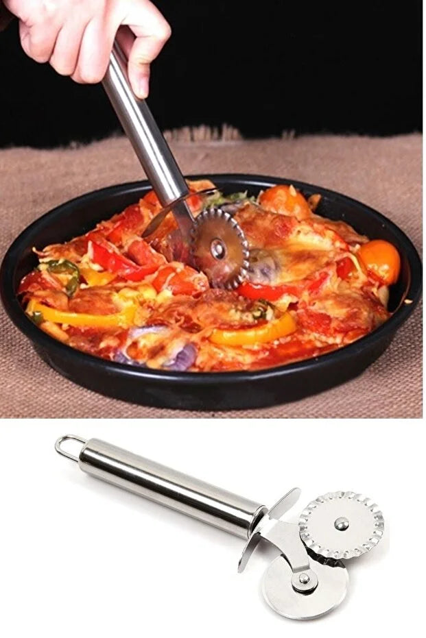 Dough Pizza Pastry Cutter Double Headed Dough Roller and Shaping Wheel