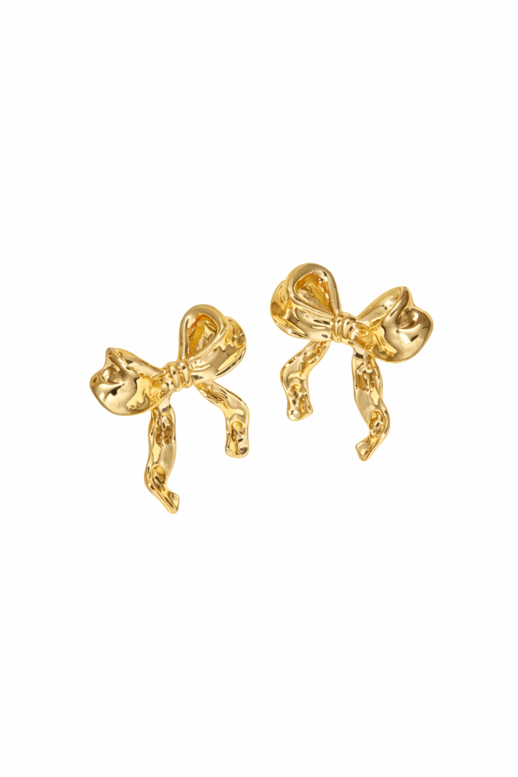 Gold Small Bow Drop Earrings for Women Elegant Delicate Jewelry
