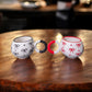 Set of 2 Ceramic Mugs 145ml for Turkish Coffee with Knit Texture - Handmade handmade ceramic mug turkish coffee set