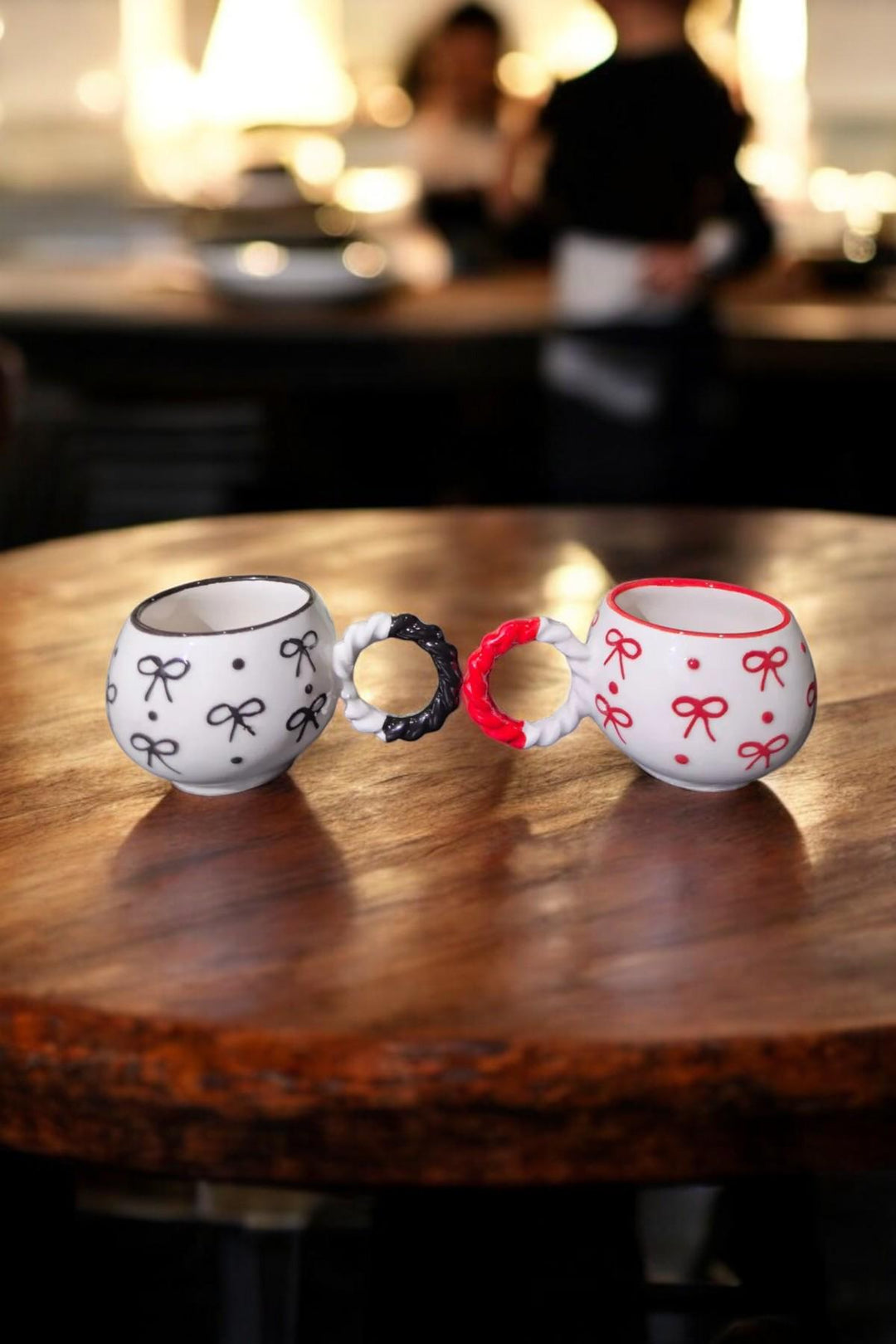 Set of 2 Ceramic Mugs 145ml for Turkish Coffee with Knit Texture - Handmade handmade ceramic mug turkish coffee set