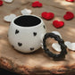 Set of 2 Handmade Ceramic Heart Mugs with Embossed Design - Teleplus handmade ceramic heart steel embossed design
