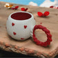 Set of 2 Handmade Ceramic Heart Mugs with Embossed Design - Teleplus handmade ceramic heart steel embossed design