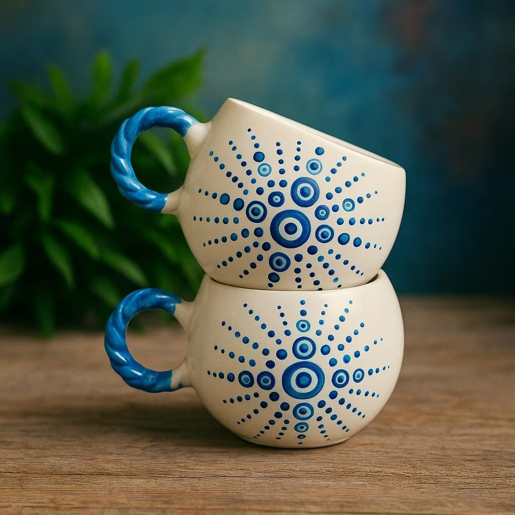Set of 2 Handmade Ceramic Mugs for Turkish Coffee and Espresso - handmade ceramic mugs turkish coffee artisan elegance