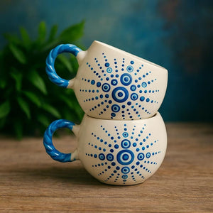 Set of 2 Handmade Ceramic Mugs for Turkish Coffee and Espresso - handmade ceramic mugs turkish coffee artisan elegance