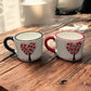 Set of 2 Handmade Ceramic Mugs with Embossed Tree and Heart Design - handmade ceramic mugs embossed tree design
