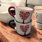 Set of 2 Handmade Ceramic Mugs with Embossed Tree and Heart Design - handmade ceramic mugs embossed tree design
