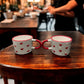 Set of 2 Handmade Ceramic Mugs with Heart and Polka Dot Patterns - Dots handmade ceramic mugs polka dot patterns