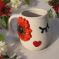 Set of 2 Handmade Embossed Flower Face Mugs 400ml for Unique Coffee Experience - Teleplus embossed flower face handmade