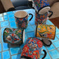 Set of 6 Handmade Ceramic Ethnic Mugs for Cultural Home Decor - handmade ceramic ethnic mugs cultural charm