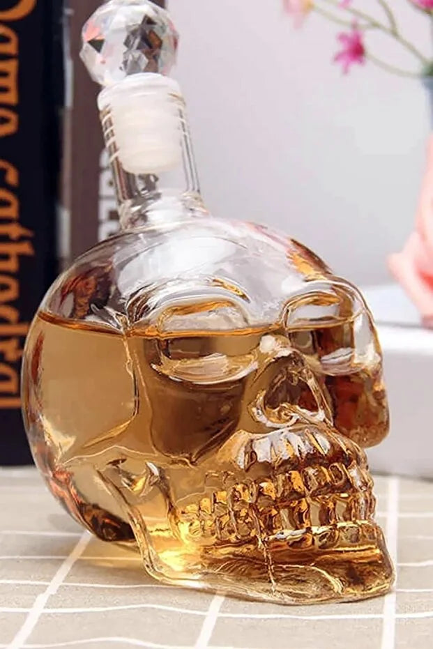 Crystal Skull Glass Bottle 350 ml Whiskey Liquor Decanter Gift Carafe