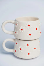 Unique Handmade White Daisy Mug Set for Floral Kitchen Decor - handmade white daisy mug set floral kitchen decor